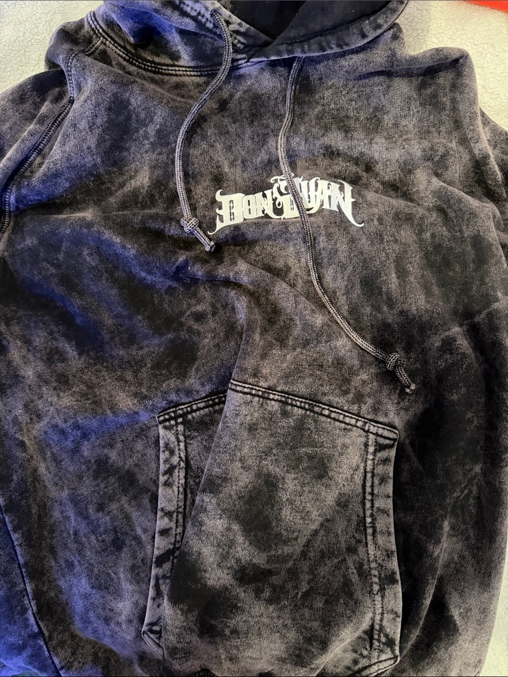 Men's Black Acid-Wash Hoodie with Script Logo